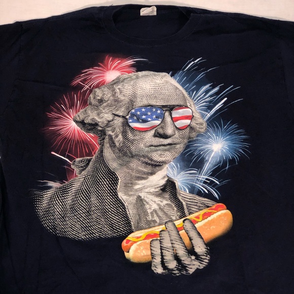 Men’s Fruit of the Loom George Washington Patriotic Graphic Short Sleeve T-Shirt - Picture 2 of 4